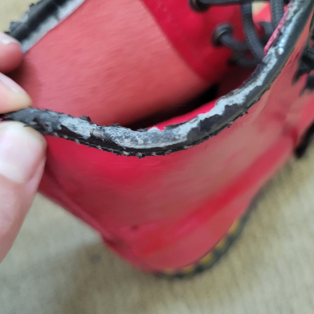 DR MARTENS Y2K flower embossed red Pascal leather combat boots 8 / 39 - Picture 2 of 16